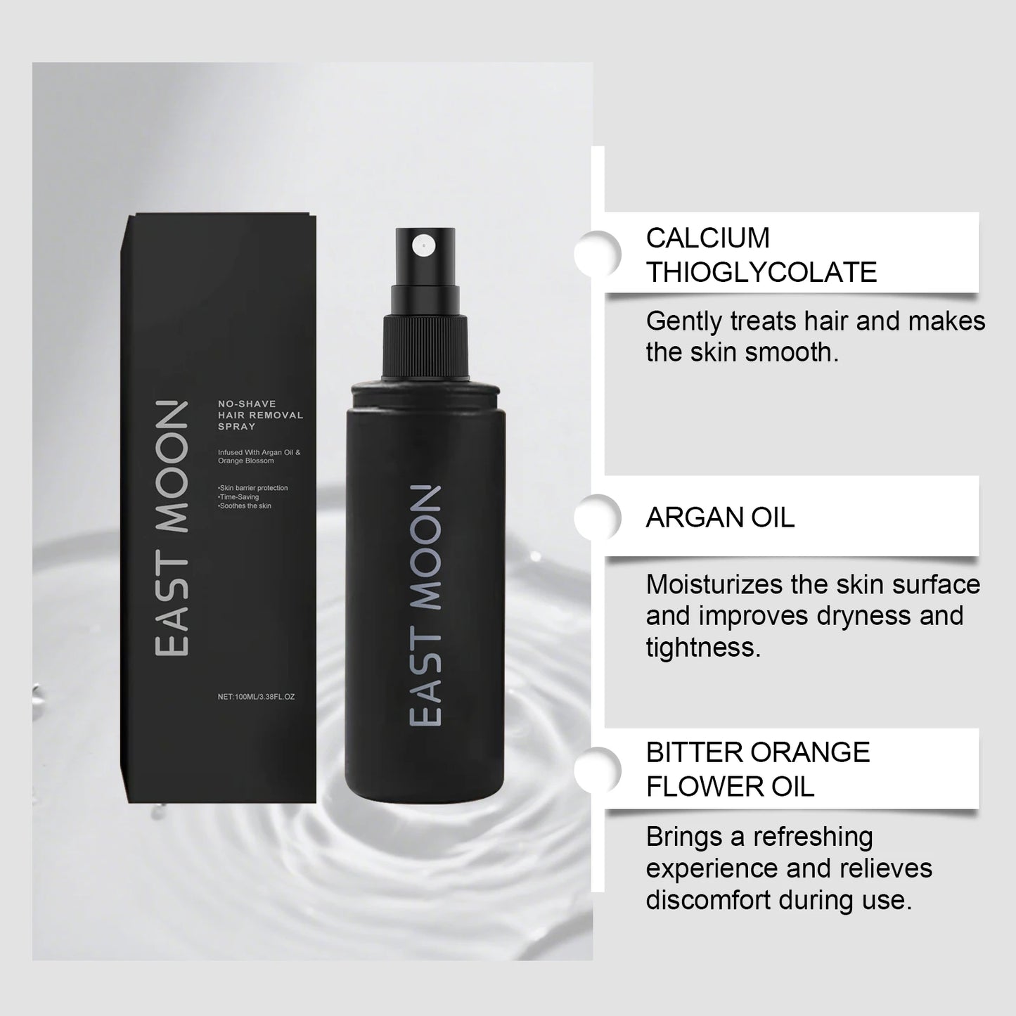East Moon Men's Depilatory Spray – Gentle Hair Removal 100ml
