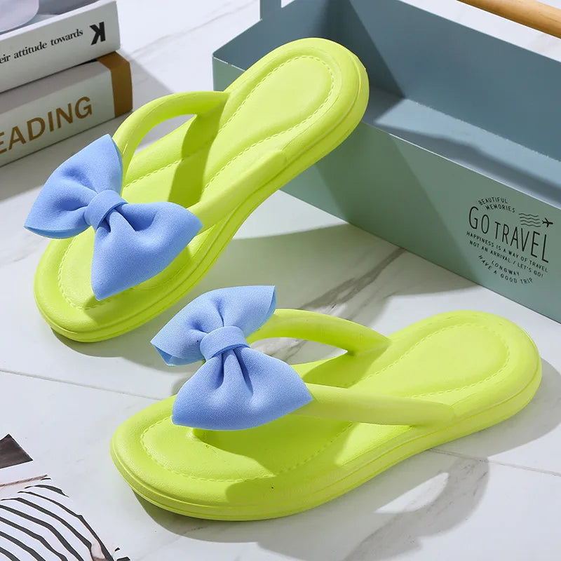 Women's Bowtie Cloud Slippers | Soft EVA Flat Sandals & Slides