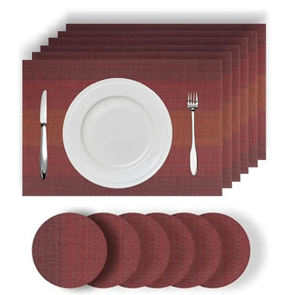 PVC Placemats Set of 6 with Coasters – Washable & Non-Slip