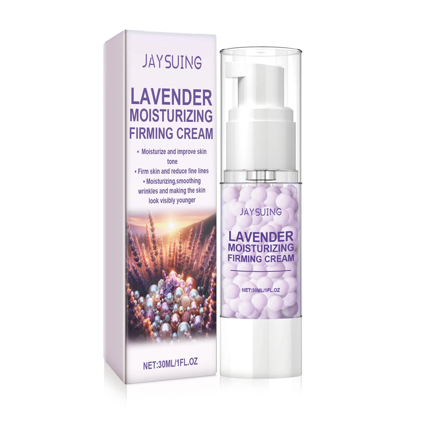 Pearl Face Cream Moisturize Brighten Reduce Fine Lines Increase Skin Elasticity Relieve Dullness Lavender Hyaluronic Acid Cream Peaceful Pleasures Health and Wellness 30ml 30ml