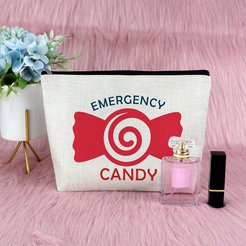 Emergency Candy Canvas Makeup Bag | Travel Cosmetic Organizer Travel Cosmetic Bag Peaceful Pleasures Health and Wellness