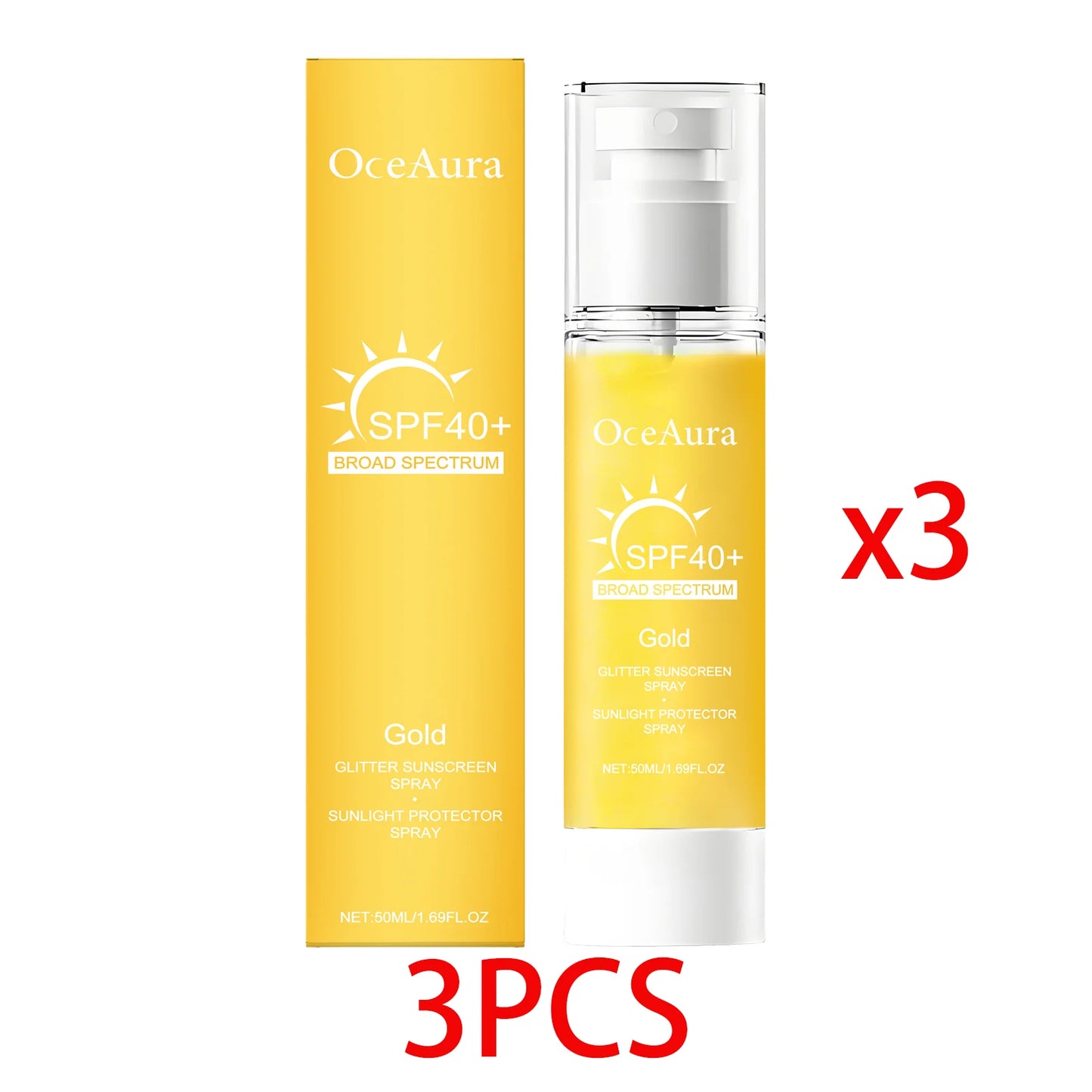 OceAura Glitter Shimmer Sunscreen Spray – Face & Body 50ml