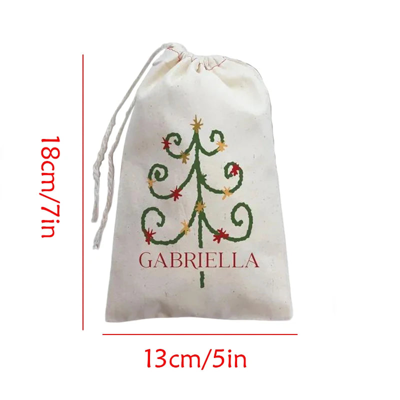 3-Pack Personalized Christmas Tree Drawstring Gift Bags for Kids Holiday Gift Bags Peaceful Pleasures Health and Wellness