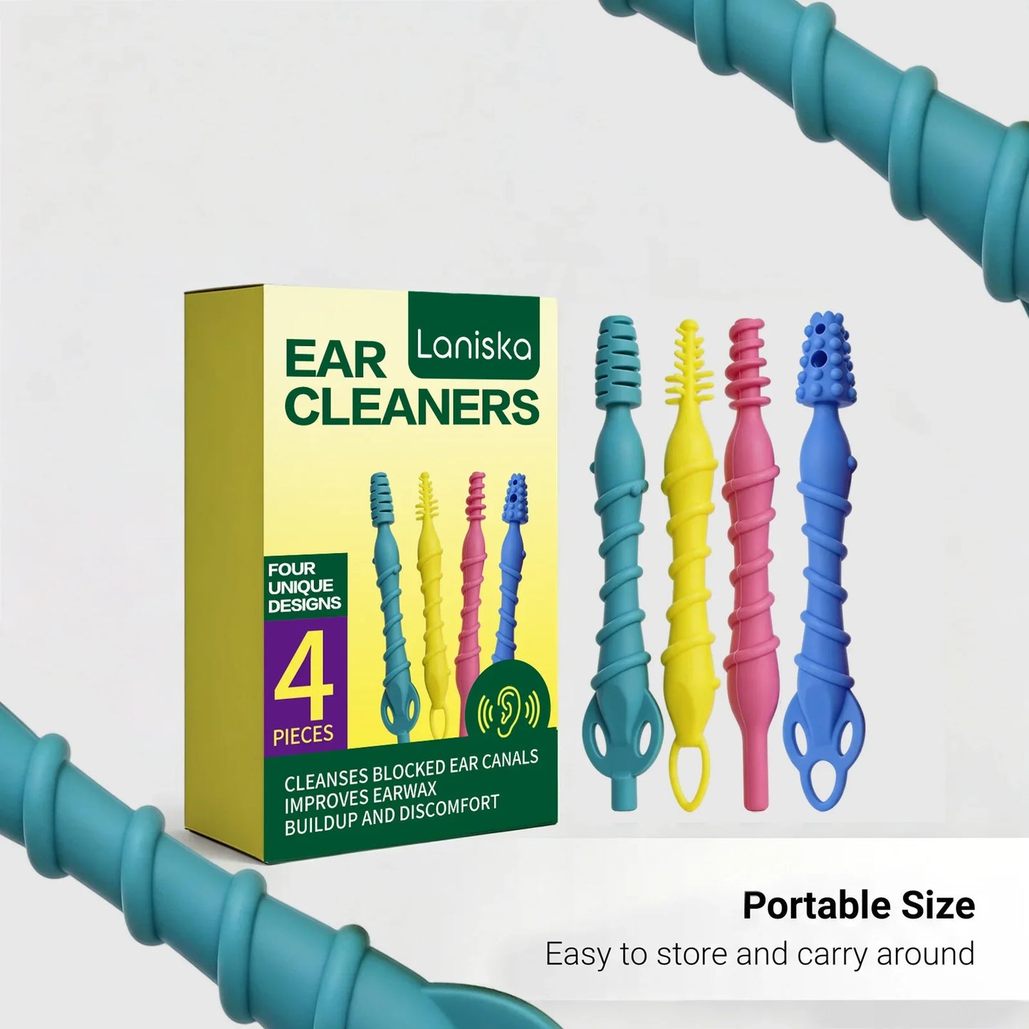 4-Piece Silicone Ear Wax Remover Kit – 4 Unique Heads