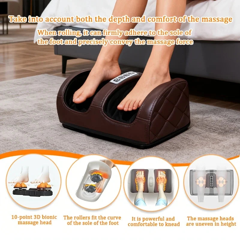 New Multifunctional Electric Foot and Leg Massager. Targeted Massage of Acupoints on Uneven Soles of the Feet. Acupressure Push-Pull Technology for Relaxing Massage, with Forward and Reverse Rolling Motion Modes, 3 Massage In Peaceful Pleasures Health and Wellness