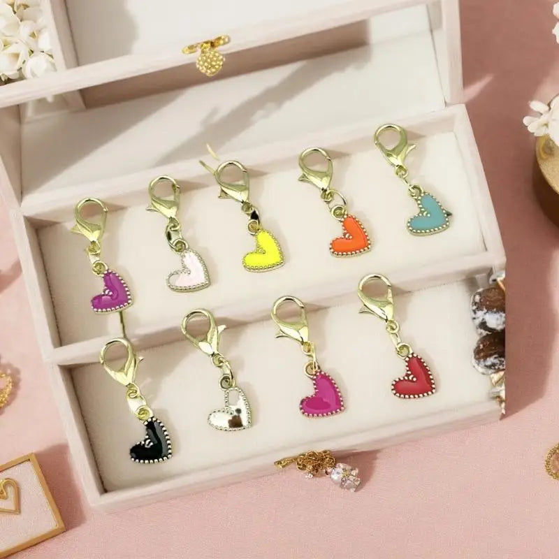 10pcs Heart Shape Keychains – Alloy Love Key Ring Set for Women