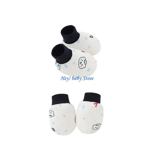 Baby Anti-Scratch Mittens & Socks Set – 2 Pairs Soft Cotton Baby Mittens & Socks Peaceful Pleasures Health and Wellness