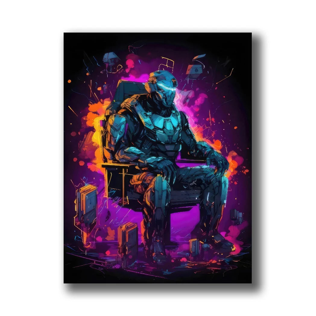 Neon Gaming Canvas Wall Art | Gamepad & Character Poster