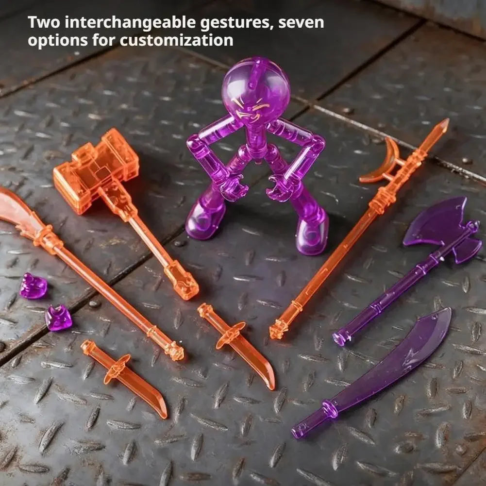 DIY Poseable Stick Man Figure Building Kit, Multi-jointed Articulated Action Figure with Weapons, Movable Limbs Assembly Toy Peaceful Pleasures Health and Wellness