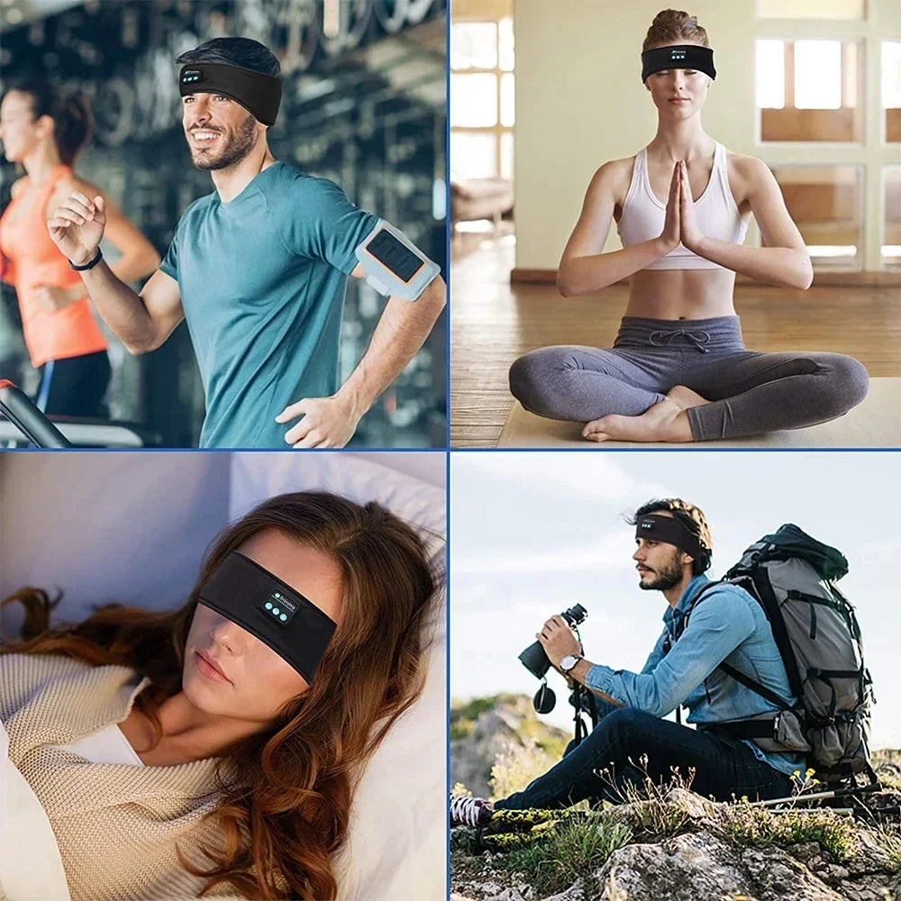 HUAWEISHI Bluetooth 5.4 Earphones Sports Sleeping Headband Elastic Wireless Headphones Music Eye Mask Wireless Headset Headband Peaceful Pleasures Health and Wellness