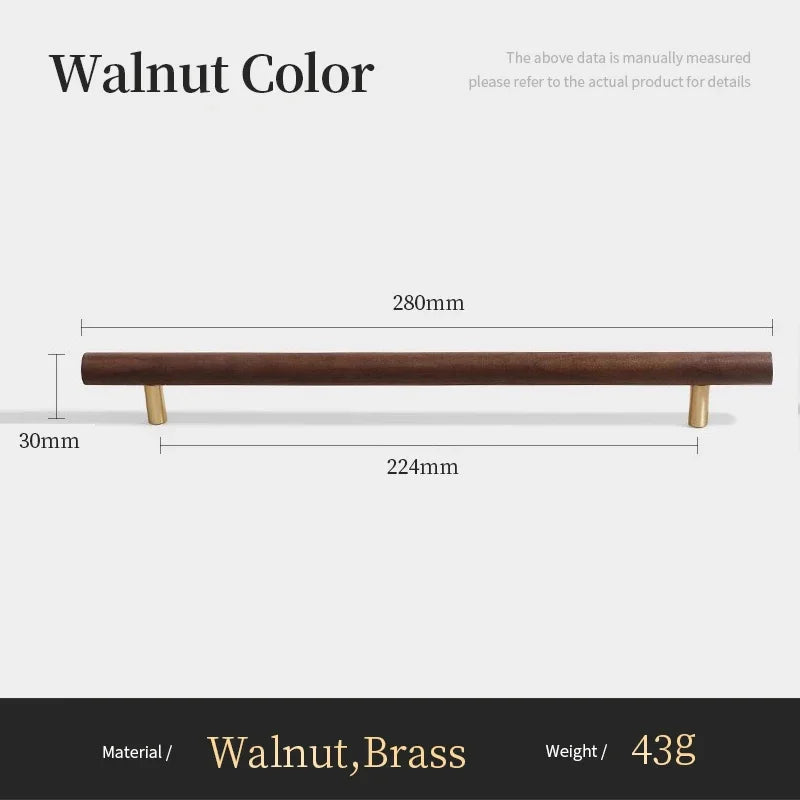 Nordic Walnut Wood Cabinet Handles & T-Bar Drawer Knobs
