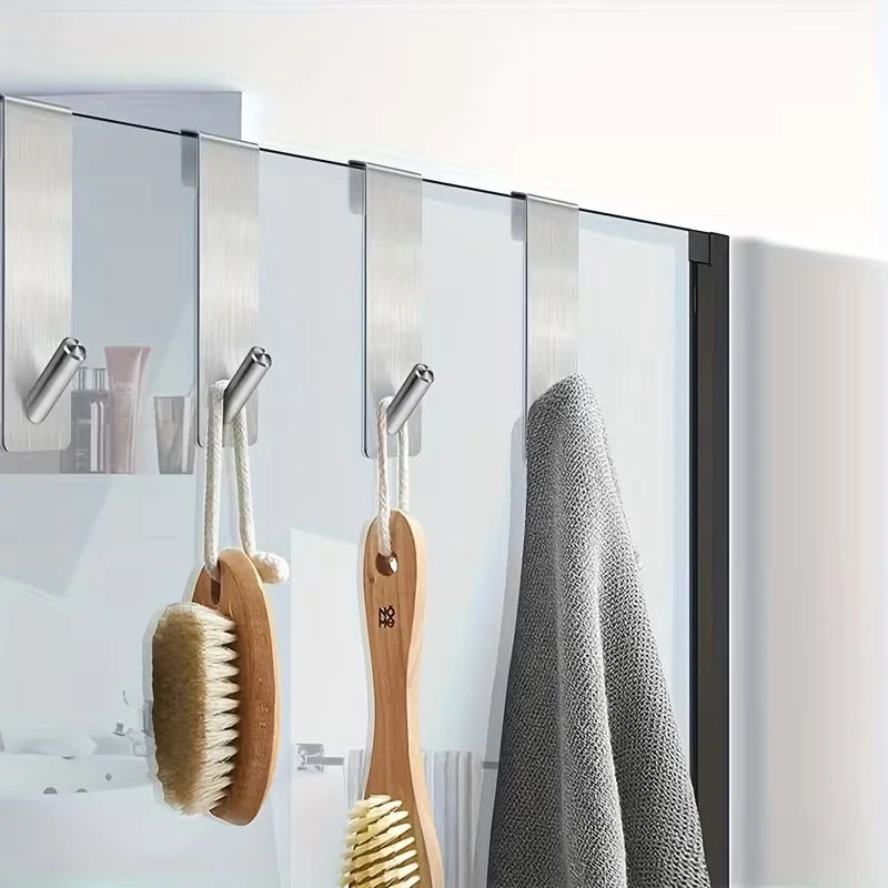 2-Pack Stainless Steel Glass Door Hooks | Shower Towel Rack