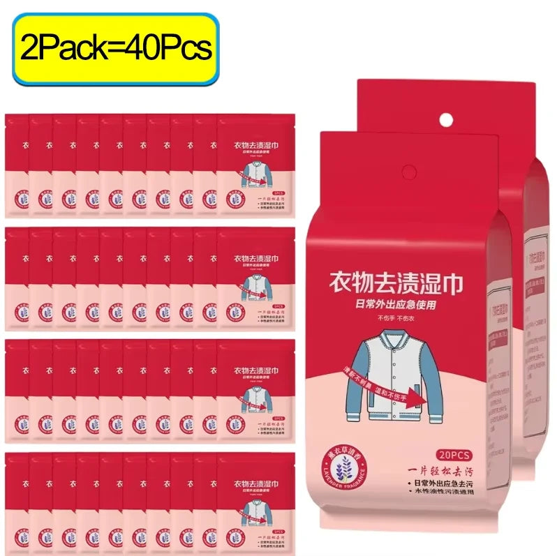 Disposable Clothing Stain Remover Wipes – Non-Toxic, No-Wash