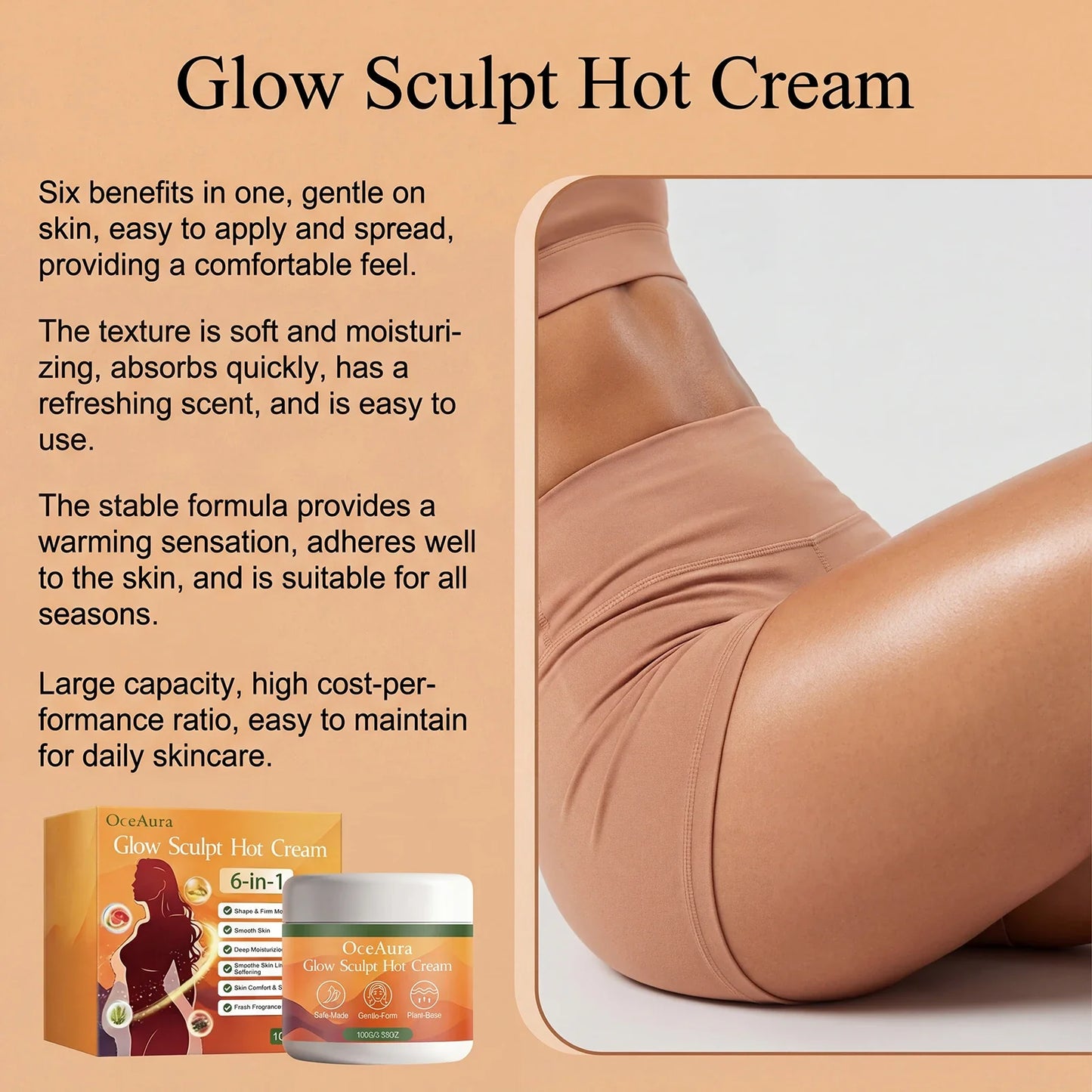 OceAura Body Sculpting Firming Cream – Plant-Based 100g