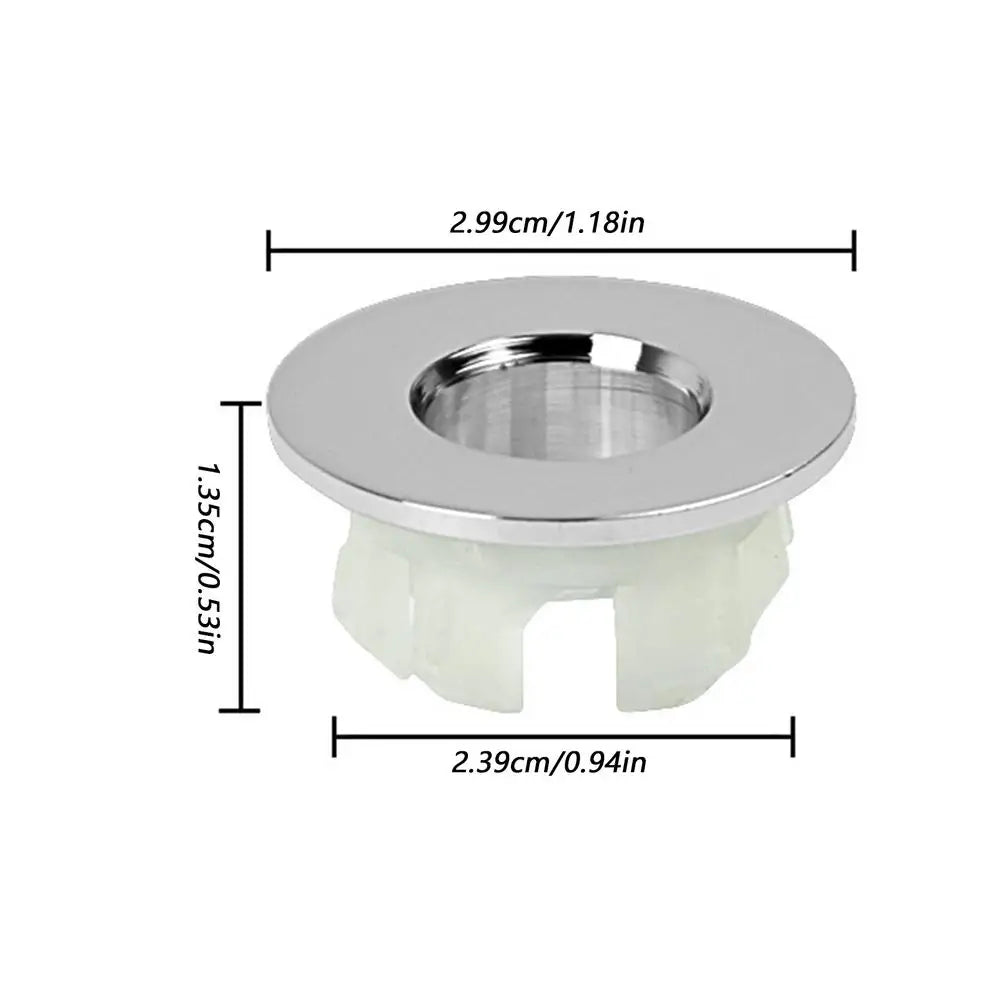 Round Sink Overflow Drain Cover – Chrome Plastic Ring Replacement