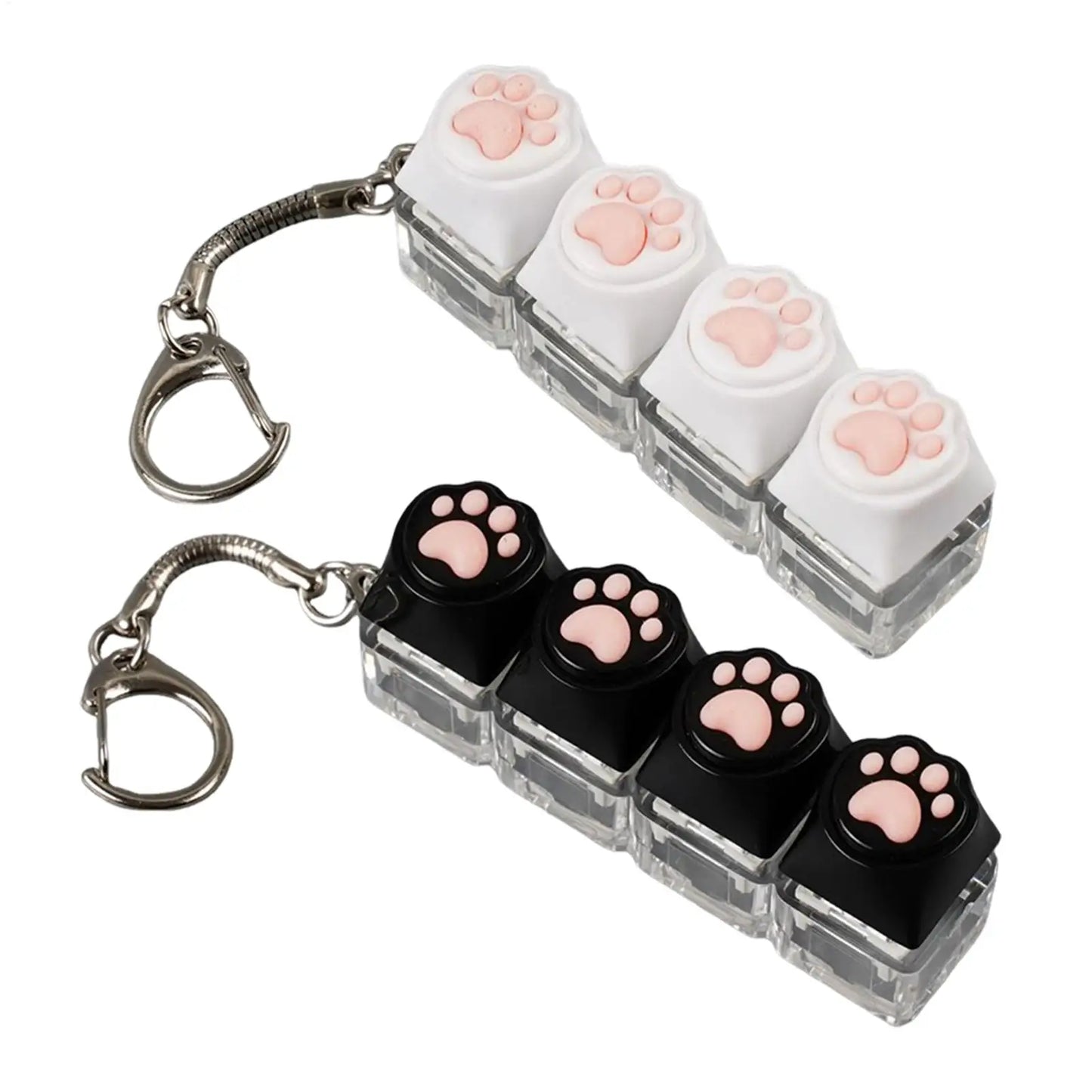 4-Key Keyboard Fidget Keychain Clicker Toy – Light-Up & Portable