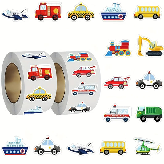 500pcs Transportation Stickers Roll – Cars, Trucks & Planes Kids Vehicle Stickers Peaceful Pleasures Health and Wellness