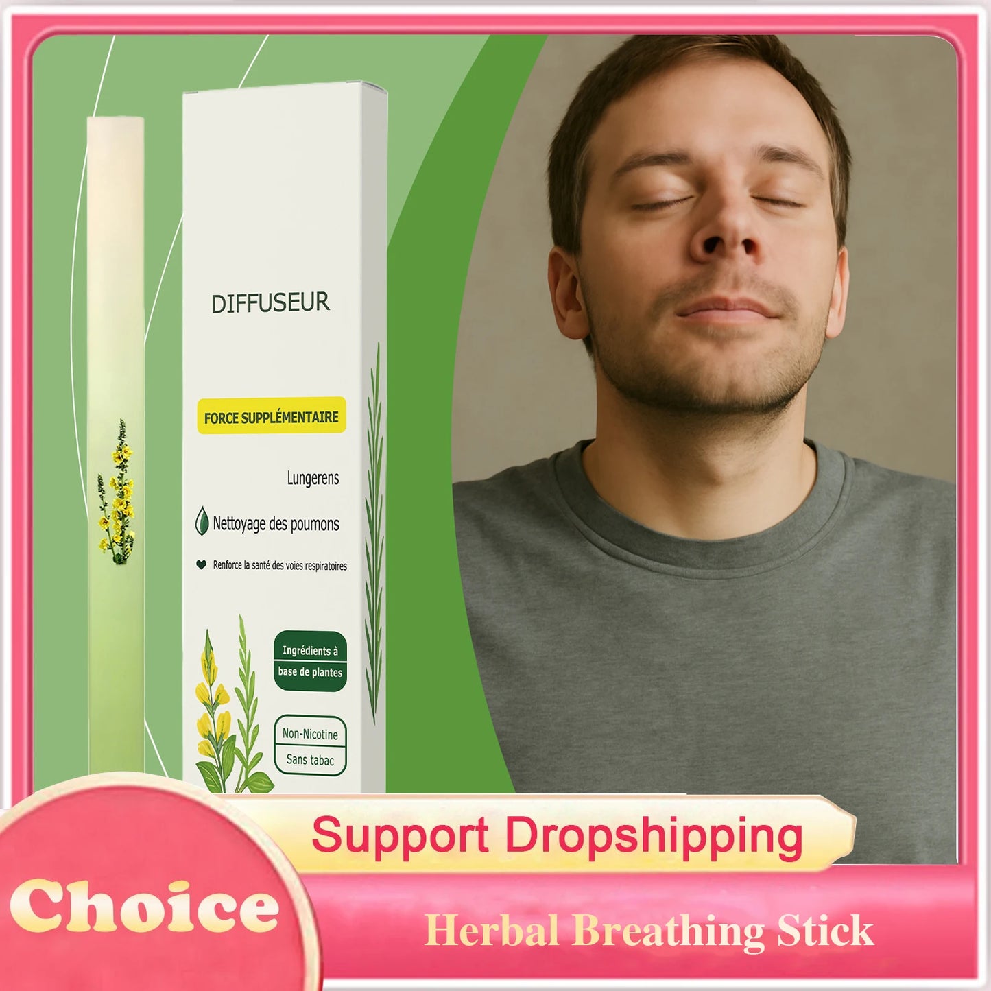 Herbal Diffuser Lung Cleansing Relieve Driving Fatigue Relaxing Body Improve Sleep Quality Refresh Smooth Breathing Energy Bar Peaceful Pleasures Health and Wellness