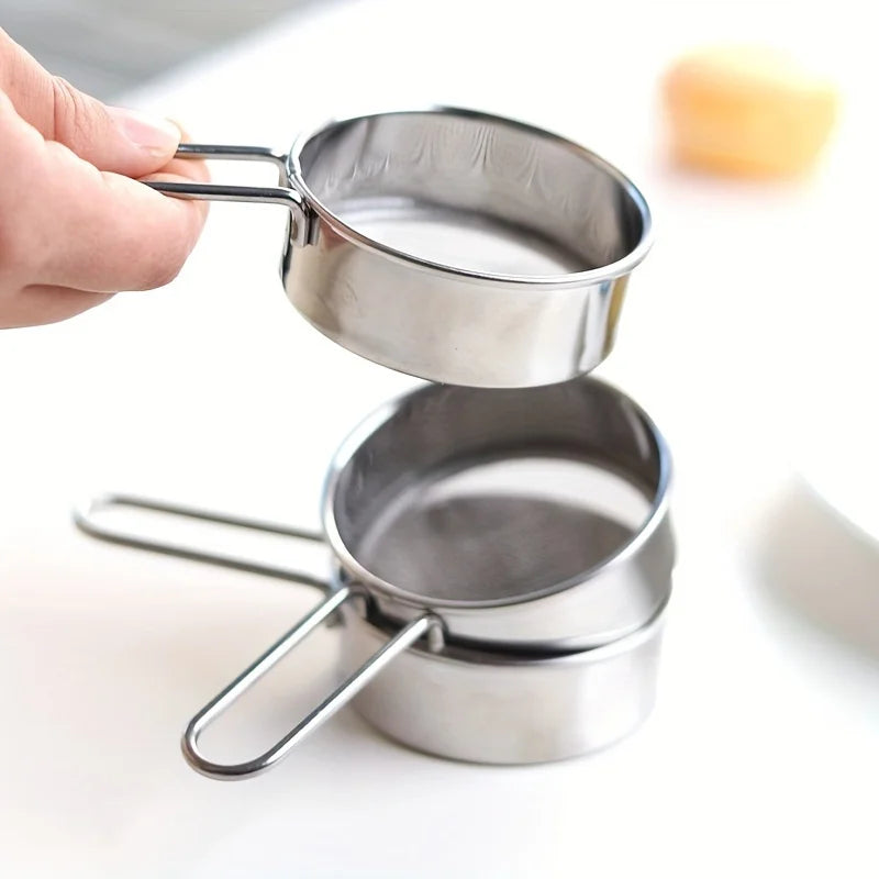 304 Stainless Steel Mini Sugar Powder Sieve Kitchen Baking Tools 40-mesh Filter Screen Cocoa Powder Spreader Baking Flour Sieve Peaceful Pleasures Health and Wellness