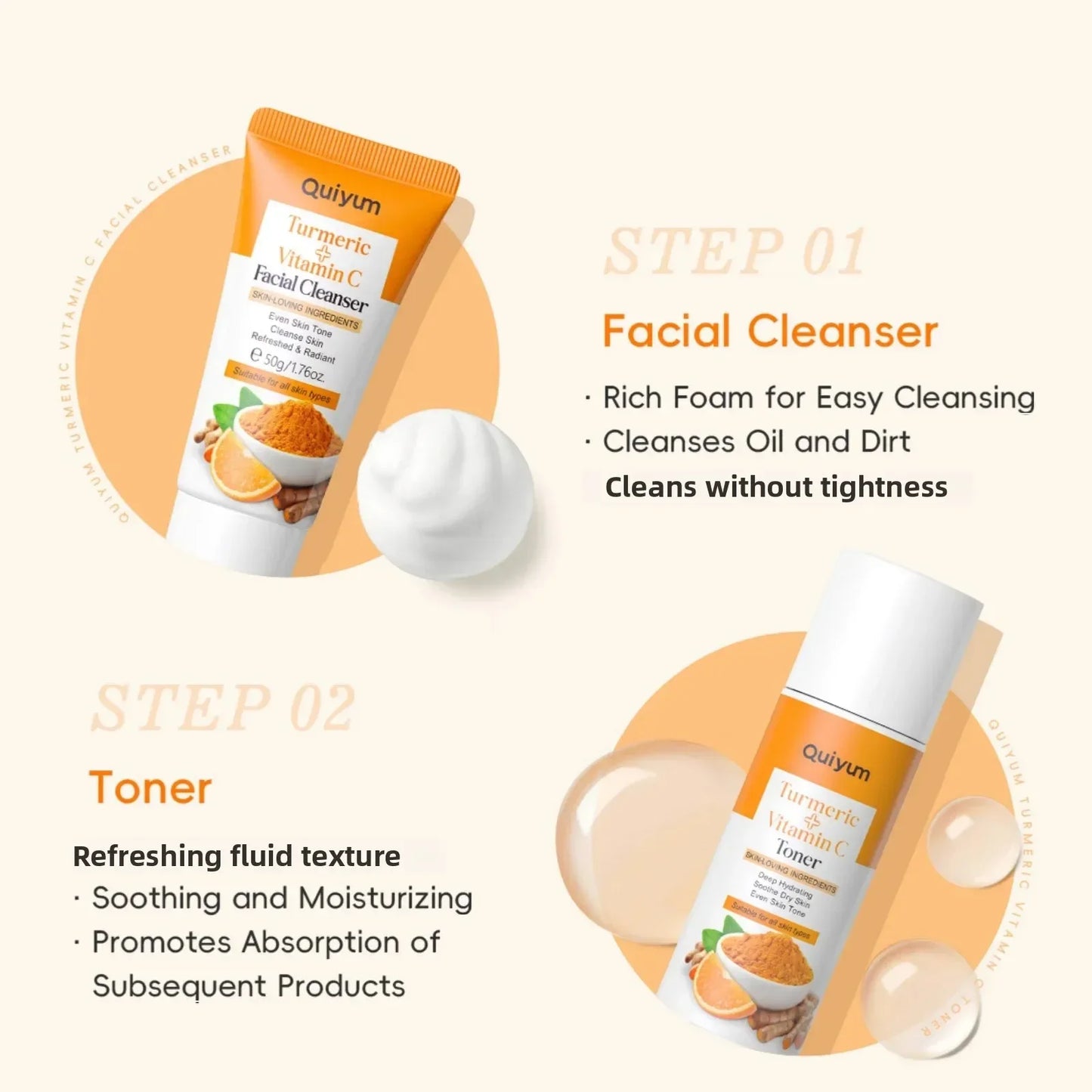 Vitamin C Turmeric 5-Piece Facial Skincare Set | Hydrate & Firm