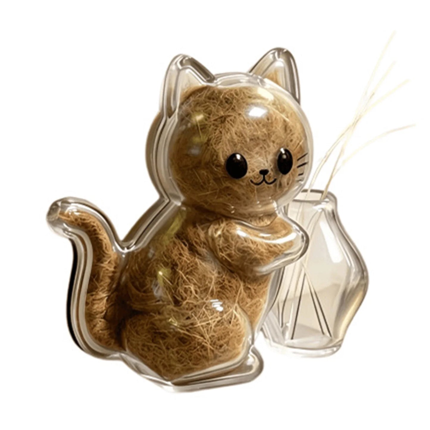 Magnetic Cat Whiskers Holder Clear Pet Fur Keepsake Storage Fridge Magnet Cat Shape Memorial Ornament Box For Cat Owner Peaceful Pleasures Health and Wellness as show