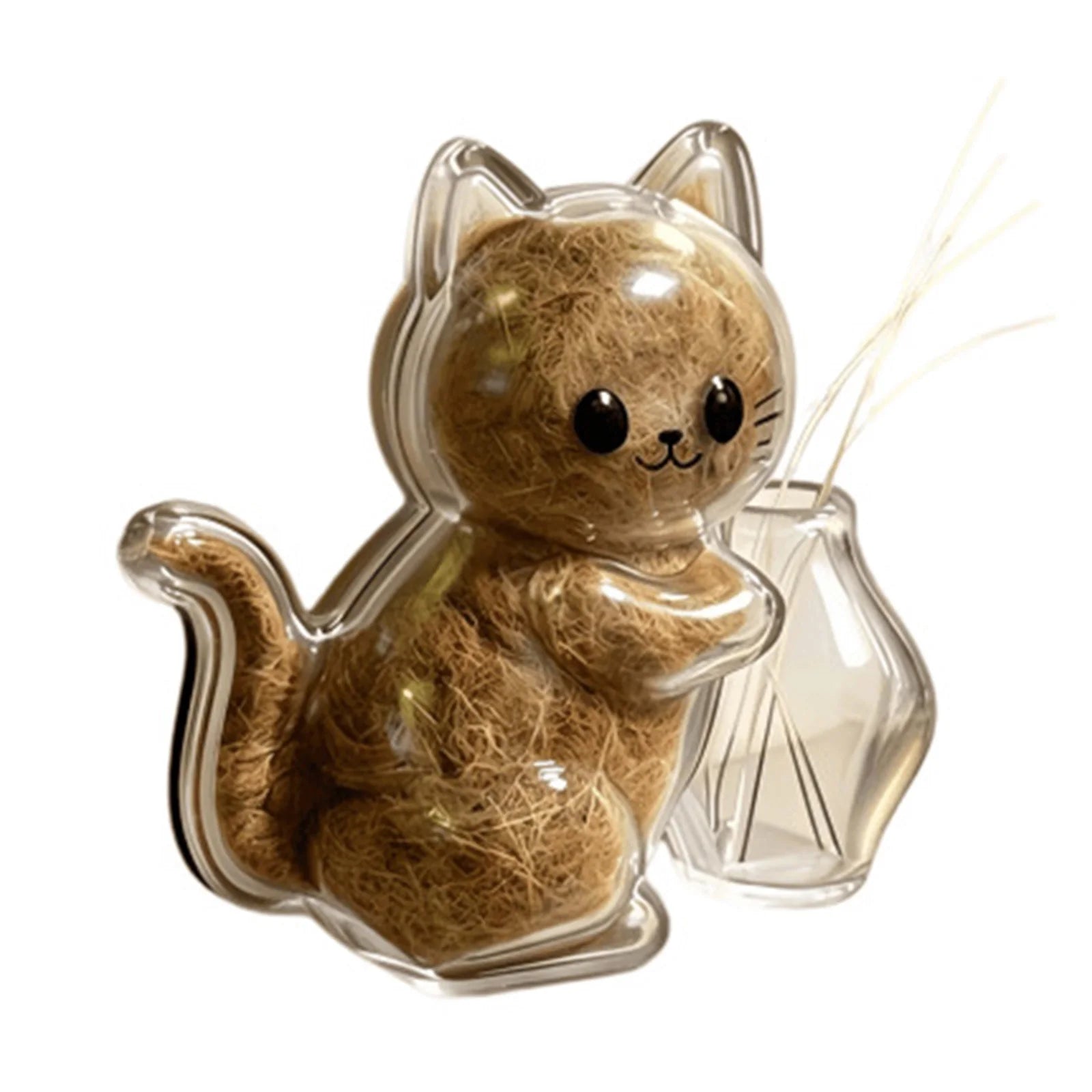 Magnetic Cat Whiskers Holder Clear Pet Fur Keepsake Storage Fridge Magnet Cat Shape Memorial Ornament Box For Cat Owner Peaceful Pleasures Health and Wellness as show