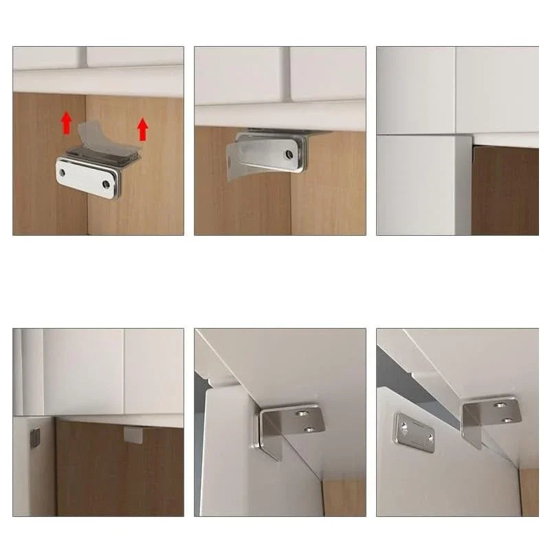 L-Shape No-Drill Magnetic Cabinet Door Catch | 1–20 Pack