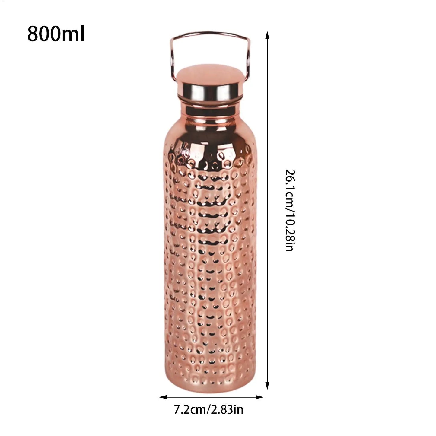 800ML Copper-Plated Stainless Steel Water Bottle | Hammer Pattern