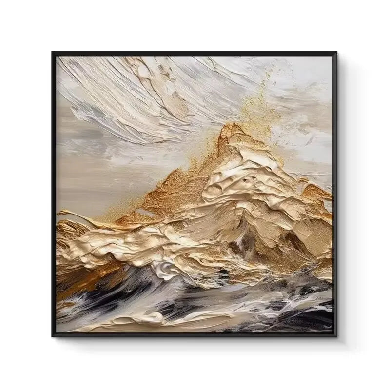 Thick Gold Foil Texture Mountain Peak Handmade Oil Painting Modern Living Room Decoration Painting Dining Room Hanging Painting Peaceful Pleasures Health and Wellness No frame 2 High70cmx90cm