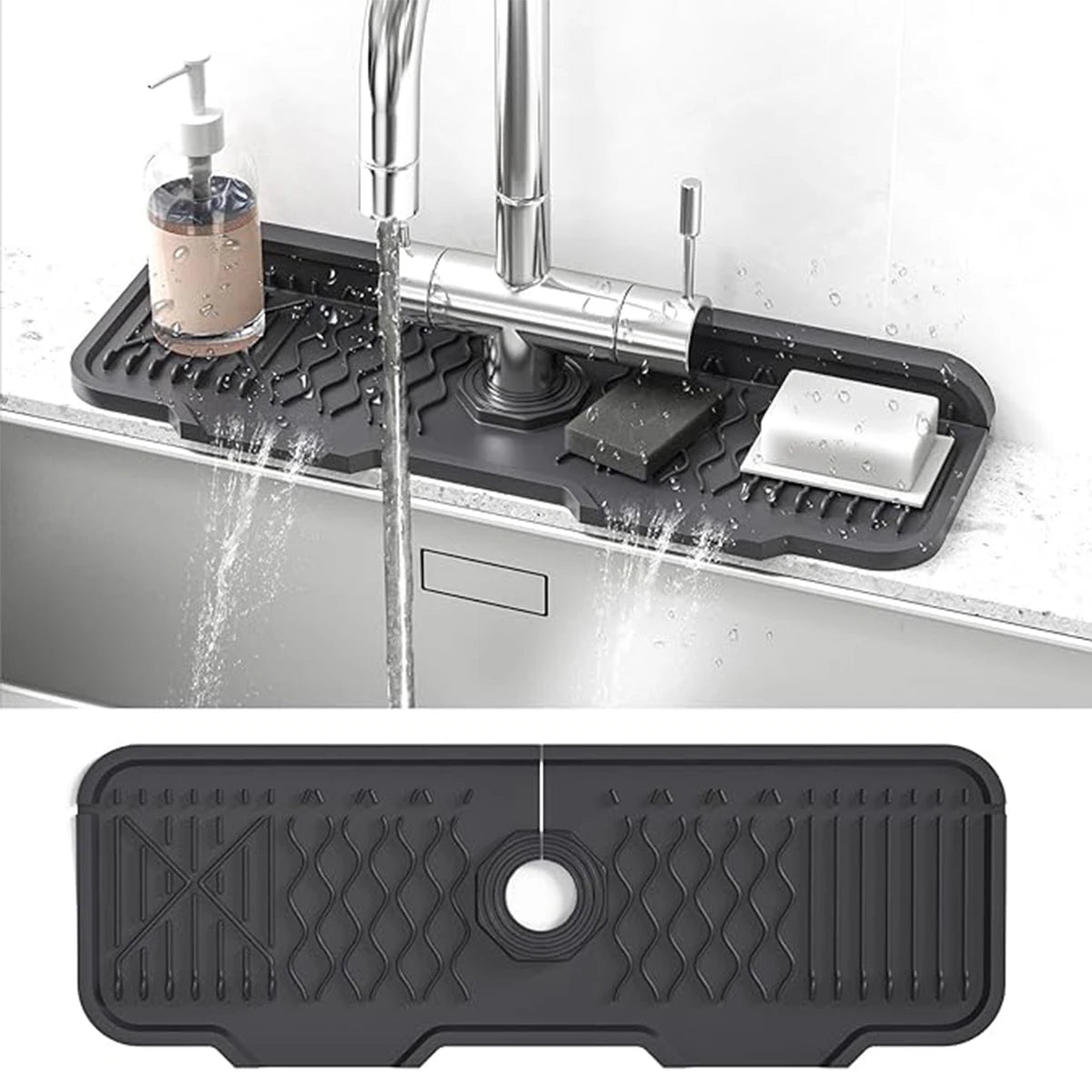 Silicone Faucet Splash Guard & Sink Drip Catcher Mat