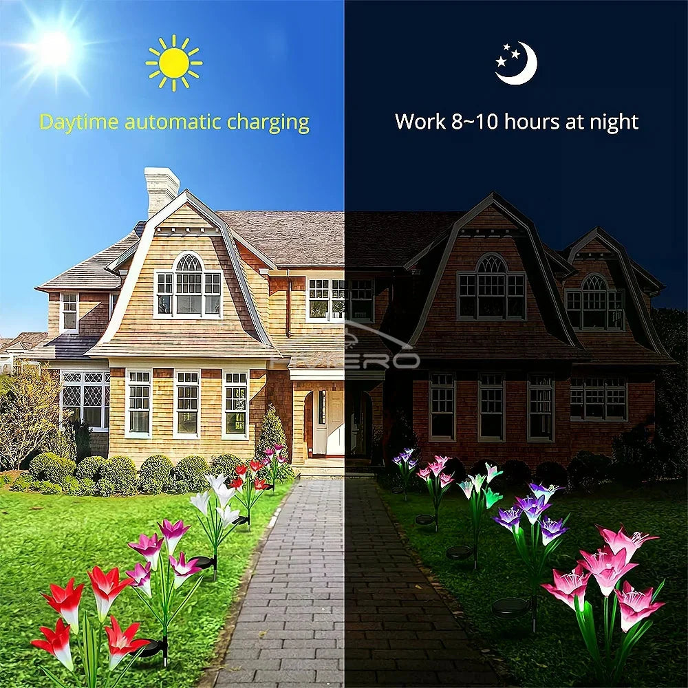 Solar LED Lily Flower Garden Light | IP65 Waterproof Pathway Lamp