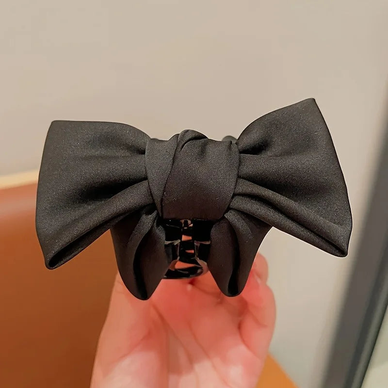 3-Pack Satin Bow Hair Clips | Large Firm Disc Grip for Women
