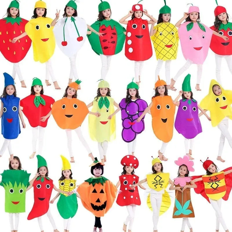 Kids Fruit Vegetable Halloween Costume Cloak | Ages 3–8