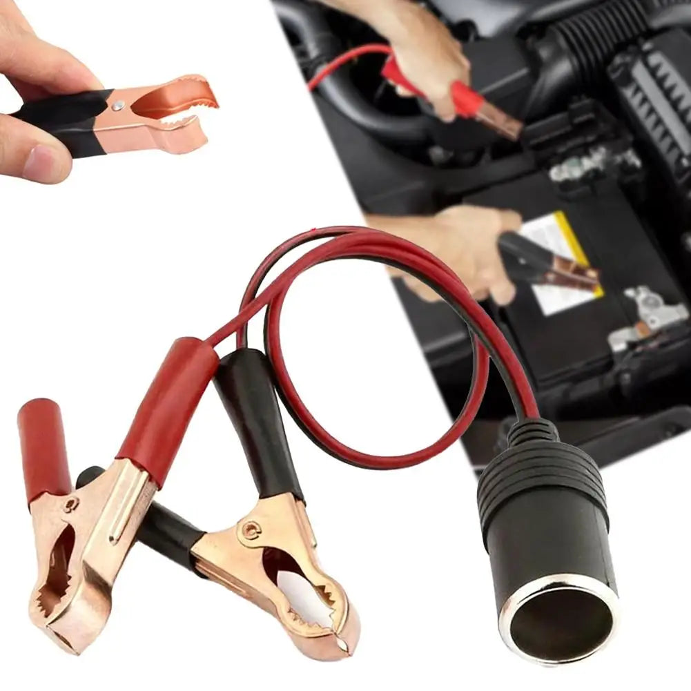 12V Battery Clip to Cigarette Lighter Socket Adapter | Pure Copper