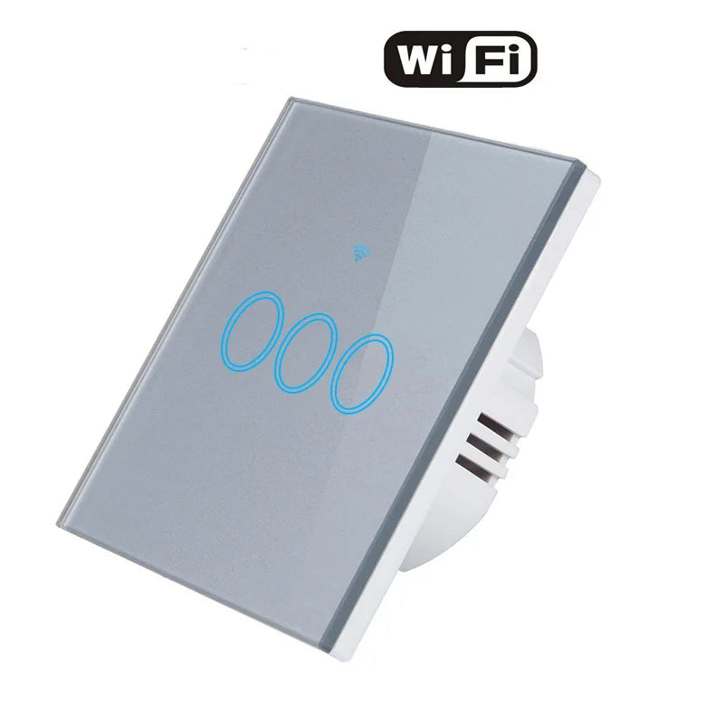 Matter Smart Wifi Wall Touch Switch No Neutral Wire Required Wireless Remote Control EU Switch For HomeKit Alexa Google Assistan Peaceful Pleasures Health and Wellness Gray 3 Gang