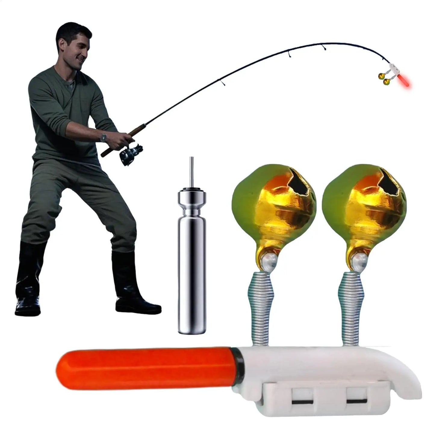 LED USB Rechargeable Night Fishing Rod Tip Light & Bite Alarm