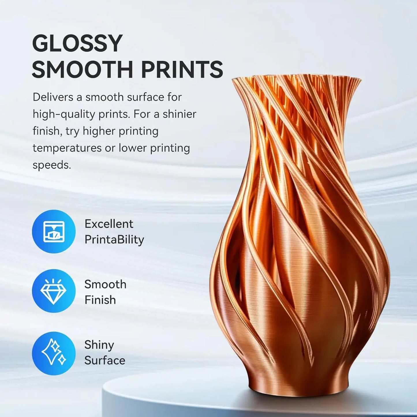 Silk PLA Filament 1.75mm Bundle – Red White Blue Silver | DINGSUN