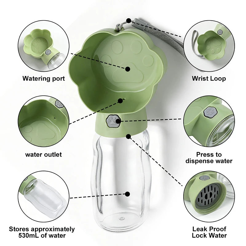 530ML Large Dog Water Bottle For Small Big Dogs Portable Travel Pet Drinking Bottle Water Container Puppy Cat Drinker Feeder Peaceful Pleasures Health and Wellness