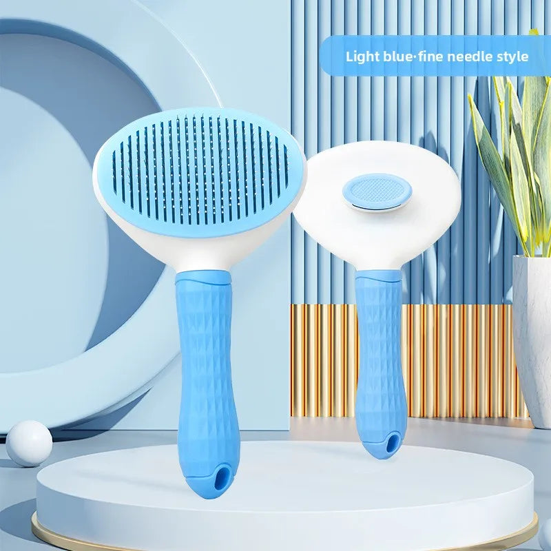 Pet Cleaning Tool Adjustable Needle Comb for Cats Dogs Universal Hair Removal and Anti Slip Handle Cat and Dog Specific Product Peaceful Pleasures Health and Wellness Blue 1pc