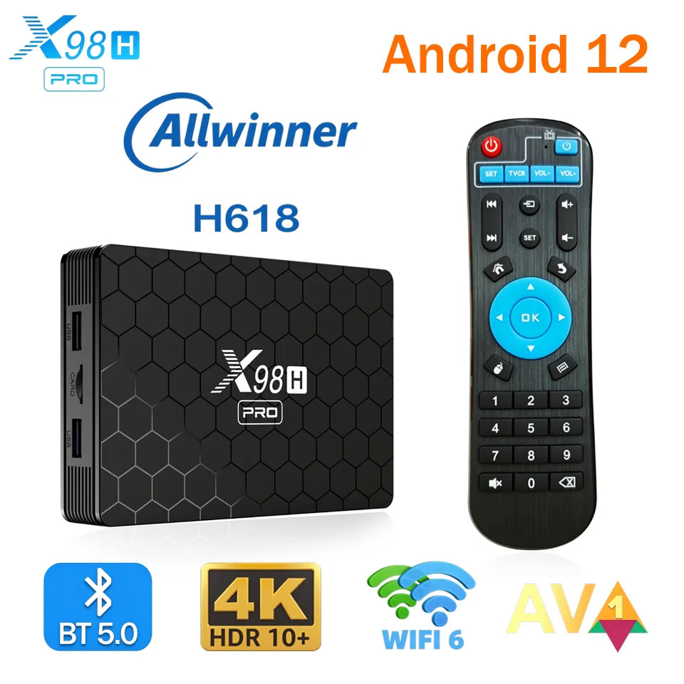 X98H Pro H618 Android12 TV Box 2/4GB RAM 16-64GB ROM Dual WiFi BT5.0+ 1000M LAN 4K Media Player Peaceful Pleasures Health and Wellness