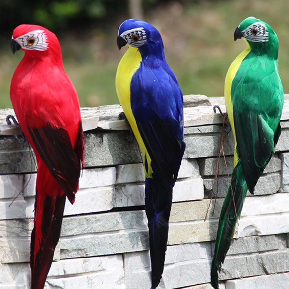 25/35cm Creative Handmade Simulation Parrot Animal Bird Garden Props Decoration Miniature Feather Lawn Doll Ornaments Peaceful Pleasures Health and Wellness