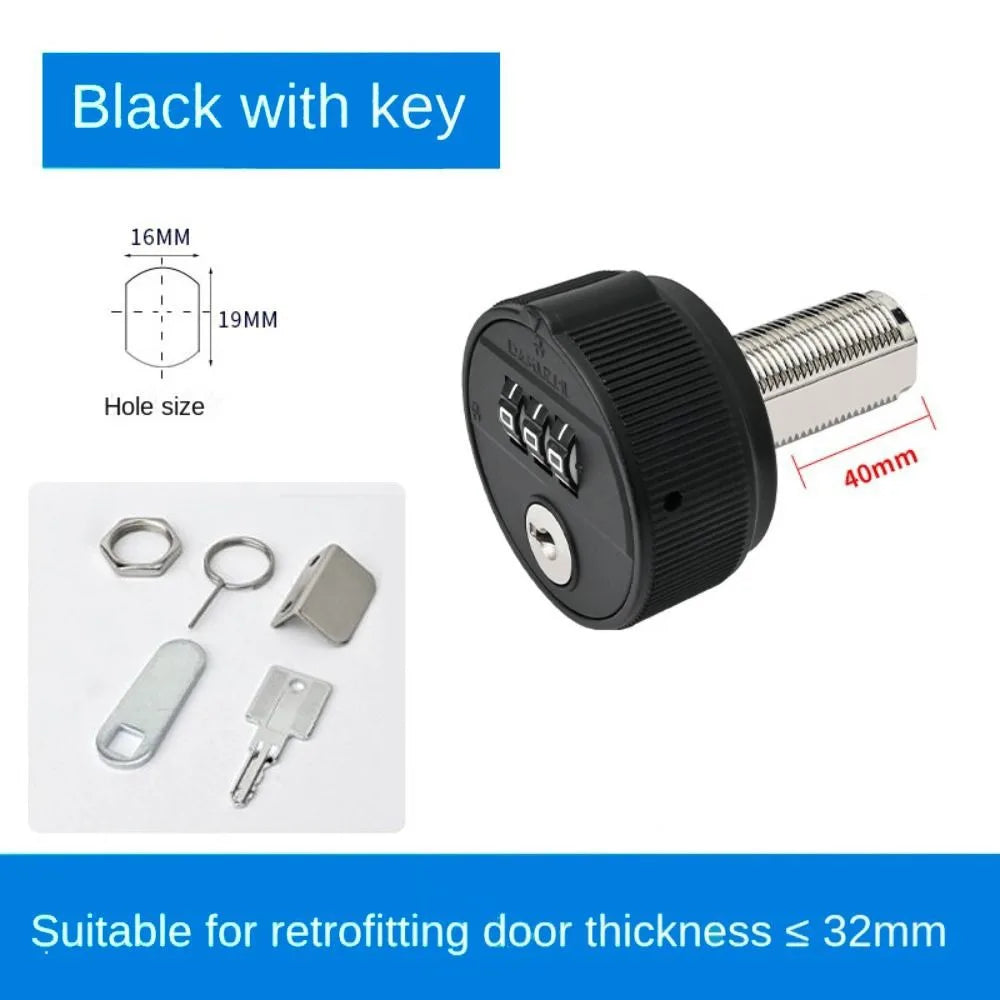 Zinc Alloy 3-Digit Combination Lock with Key | Cabinet & Drawer