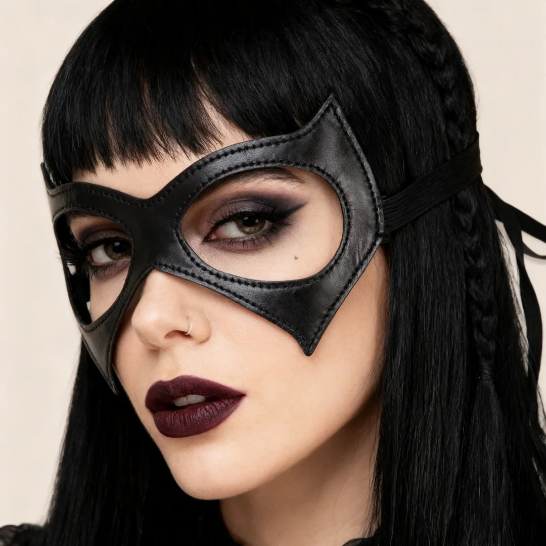Black Gothic Harajuku Punk Sexy Cat PU Leather Eye Mask Masquerade