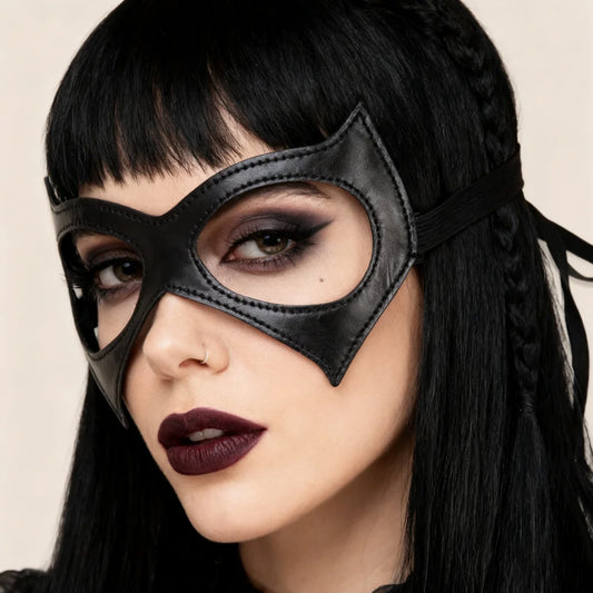 Black Gothic Harajuku Punk Sexy Cat PU Leather Eye Mask Masquerade Peaceful Pleasures Health and Wellness