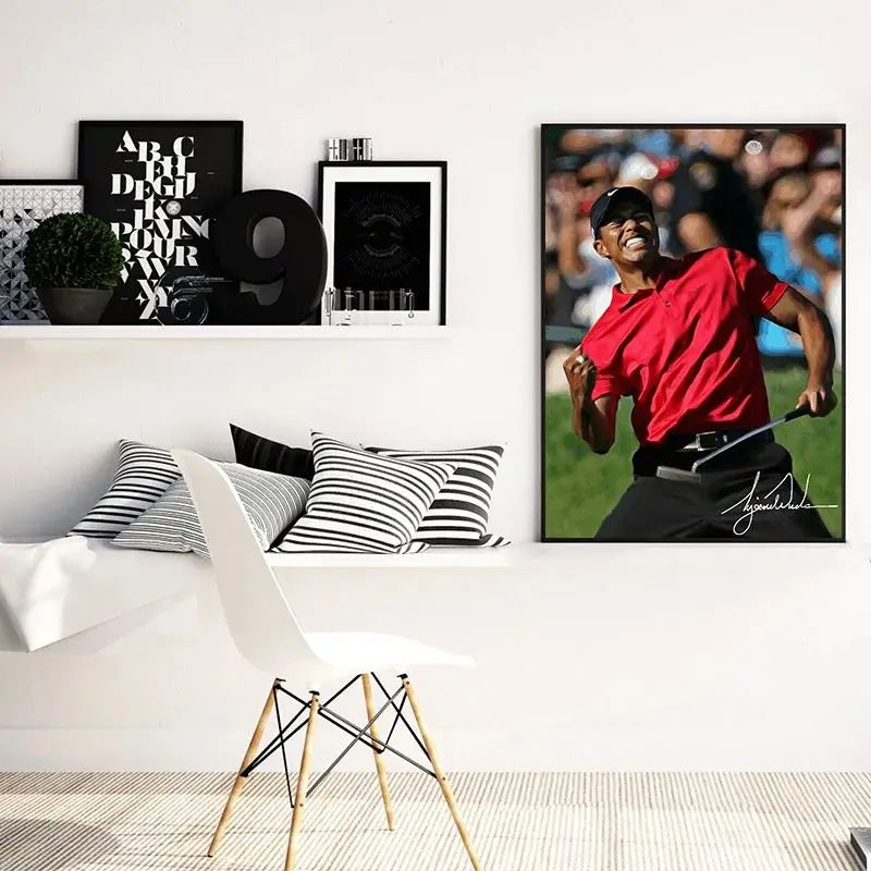 Tiger Woods Golf Portrait Canvas Wall Art | Fan Gift Poster