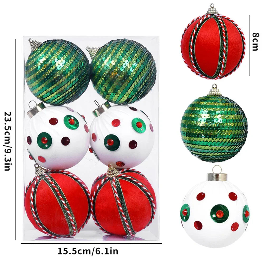 Blue Christmas Ball Ornament Set of 6 | Easy Hang Foam Décor