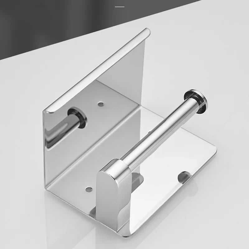 No-Drill Stainless Steel Toilet Roll & Paper Towel Holder