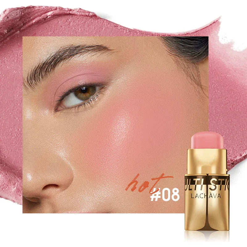 QiBest 3-in-1 Waterproof Blush Stick – Lips, Face & Eyes