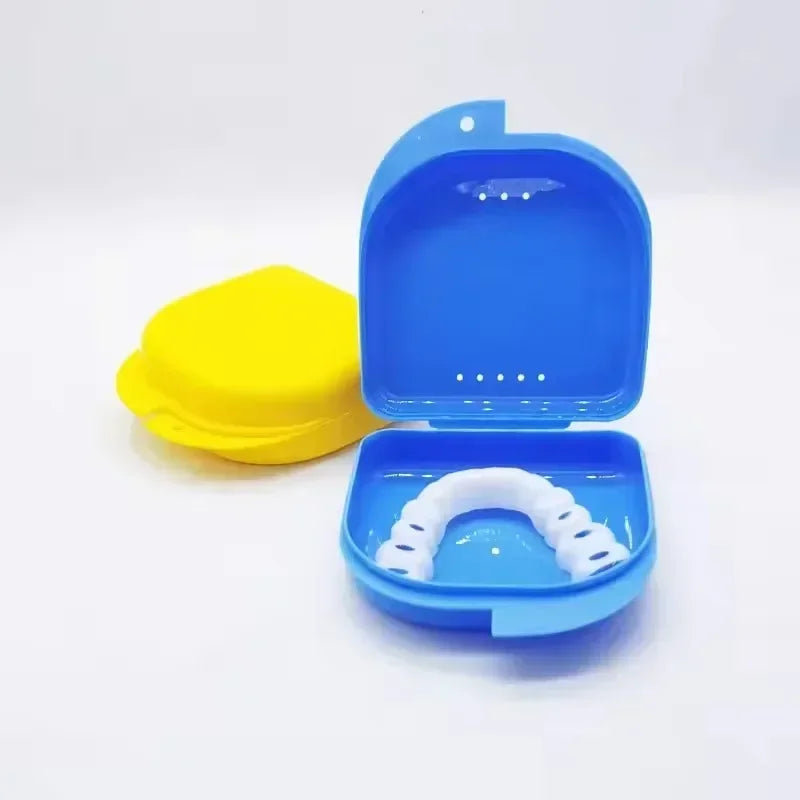 Retainer Case Mouth Guard Case Orthodontic Denture Storage Container Carabiner Hook Air Vent Holes Dental Teeth Retainer Box Peaceful Pleasures Health and Wellness