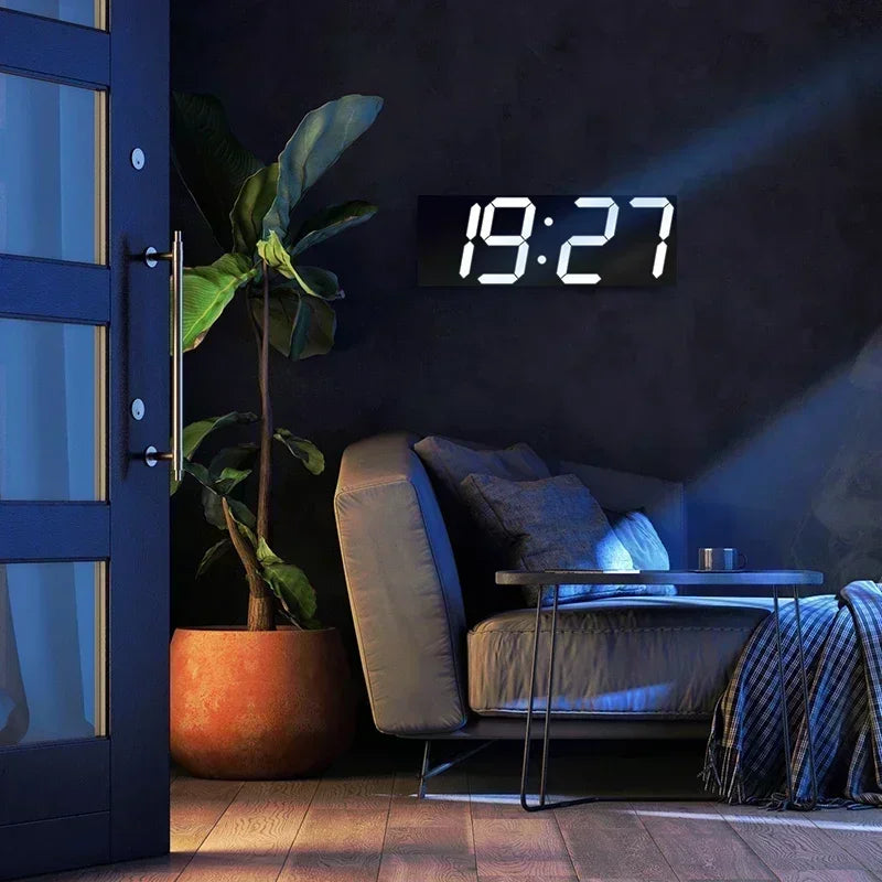 3D LED Digital Wall & Desk Clock with Alarm | Modern Decor